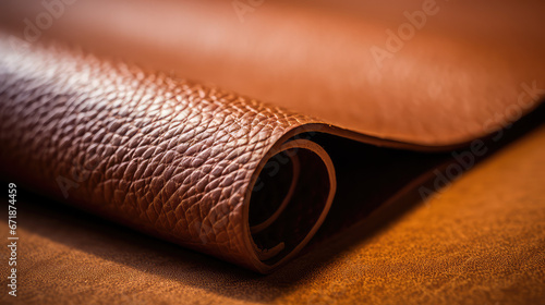 Samples of genuine leather in different colors and textures. Large assortment of natural or synthetic leather for footwear, accessories and furniture making, Tannery. 