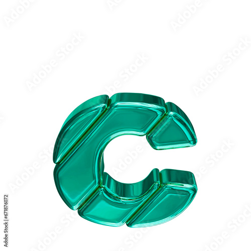 Turquoise block symbol. letter c