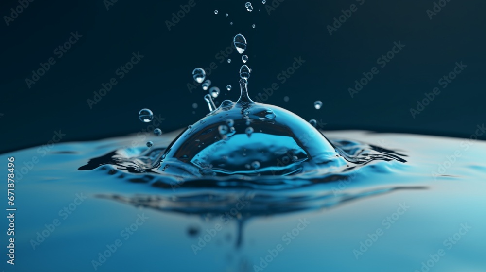 Beautiful big water drop splash camera closed Ai generated art