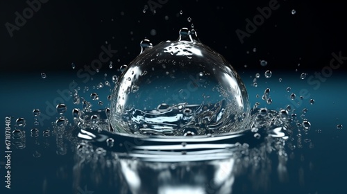 Beautiful big water drop splash camera closed Ai generated art