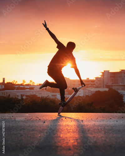 silhouette of a skater photo