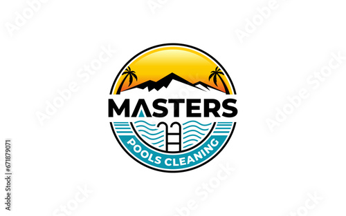 Illustration vector graphic of swimming pool cleaning service logo vector template
