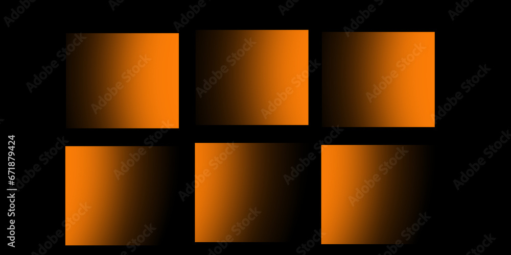 abstract orange background, Set of  textures on black background, banner design