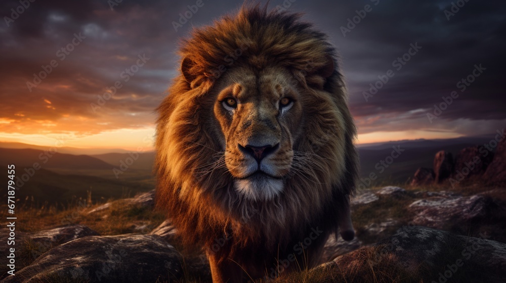 Beautiful brown lion king head ultra wall angry animal wallpaper image AI generated art