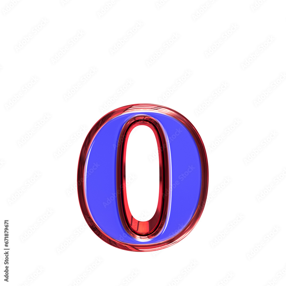 Blue symbol in a red frame. letter o Blue symbol in a red frame. letter o