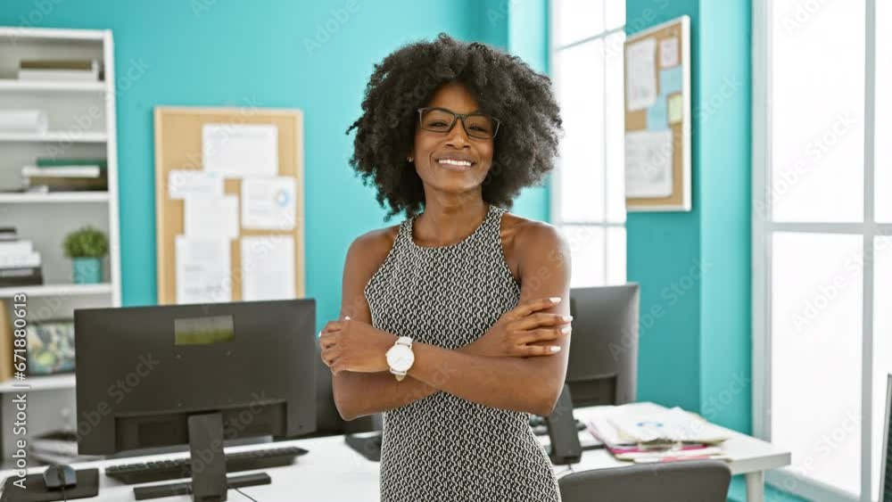 African american woman business worker smiling confident standing with ...