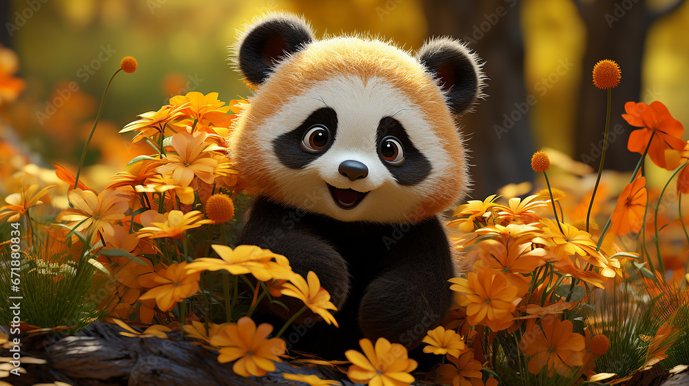 3d cute panda character, generative ai 3d cute panda character, generative ai
