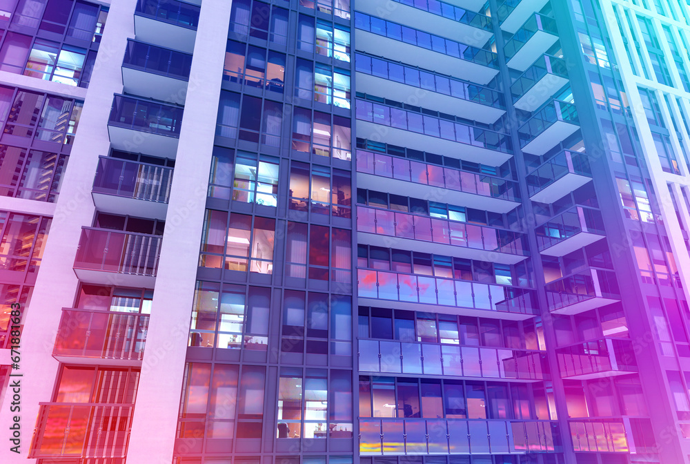 Obraz premium Modern office building detail, Business vision concept. 3D render