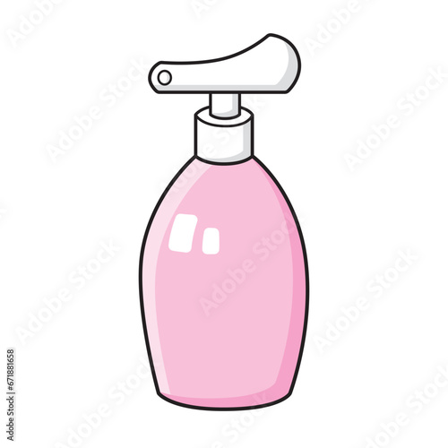 Pink shampoo bottle or liquid soap isolated vector illustration