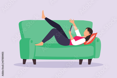 Happy people lying with pillows. Deep dream and bedtime concept. Colored flat vector illustration isolated.