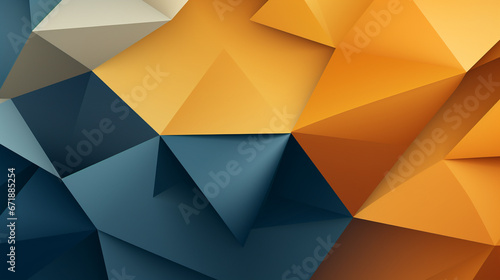 Colorful Abstract Artwork with Geometric Shapes in Blue, Orange, and Yellow