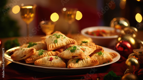 A platter of savory turkey pot pie bites, made with flaky pie crust and filled with a rich mix of leftover veggies and turkey.