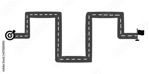 black and white roadmap road target achieve sign long roadmap