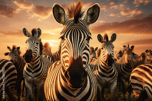 portrait of three zebras created using generative AI tools