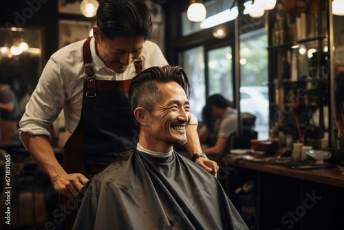 Asian Man Stylist Industry Lifestyle Backdrop Generative AI