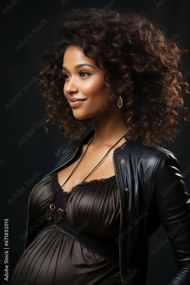 A beautiful pregnant woman in a happy portrait. Generative AI. A beautiful pregnant woman in a happy portrait. Generative AI.