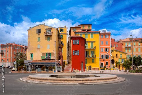 Colorful cosy houses in the Old Town of Menton, French Riviera, France