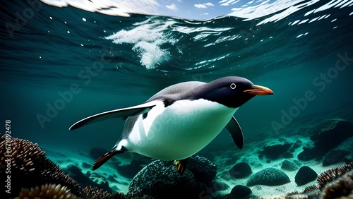 Penguin in the water