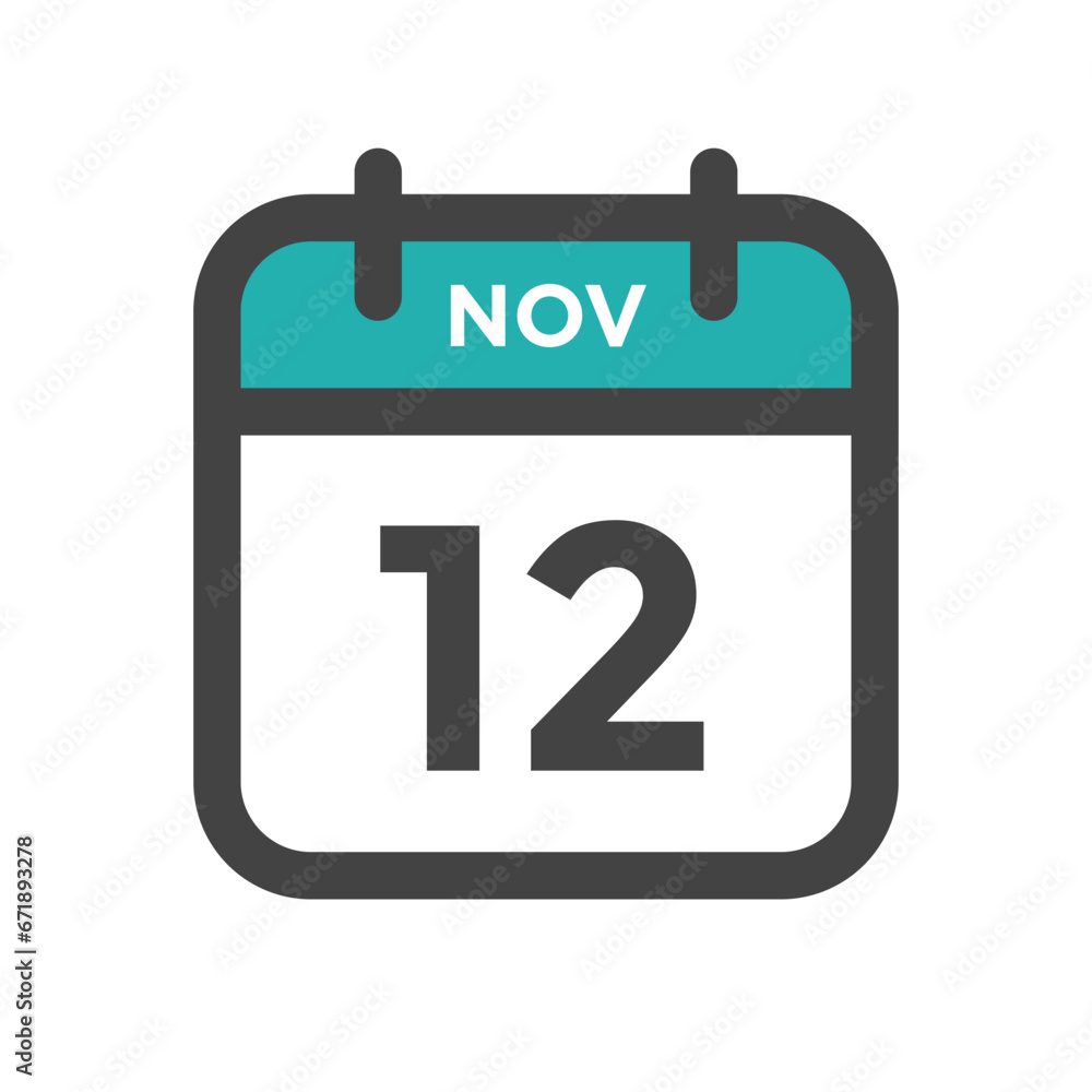 November 12 Calendar Day or Calender Date for Deadlines or Appointment November 12 Calendar Day or Calender Date for Deadlines or Appointment
