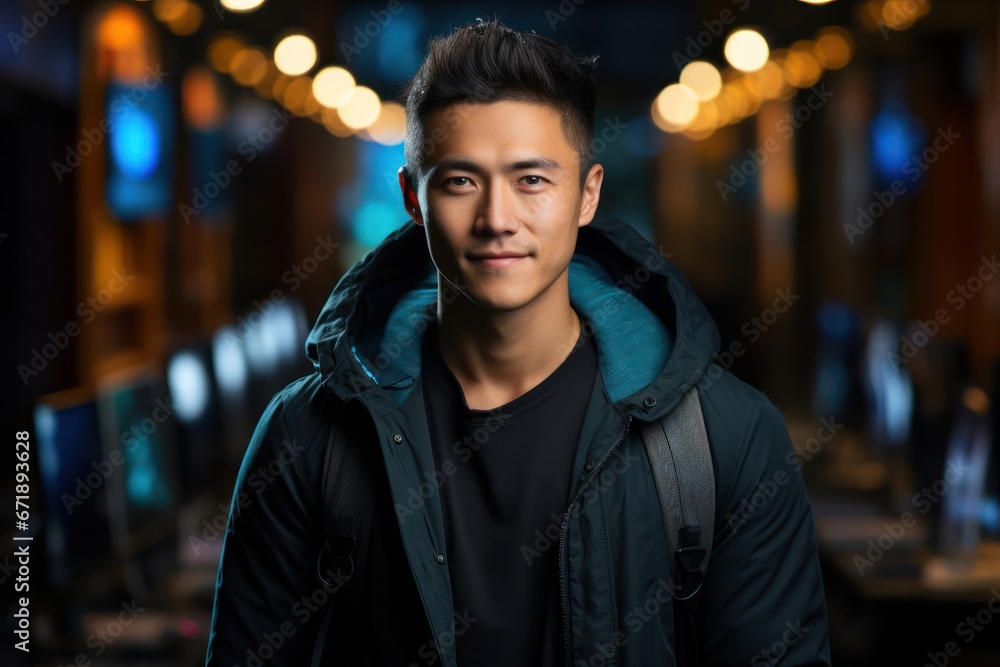 Fototapeta premium Asian Man Web Developer Occupation Professional Background Generative AI