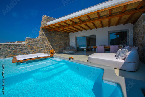 Swimming pool in the villa at, Mykonos, Greece