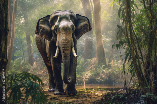 Elephant standing - Thailand. Full-length image of an Asian elephant standing photo