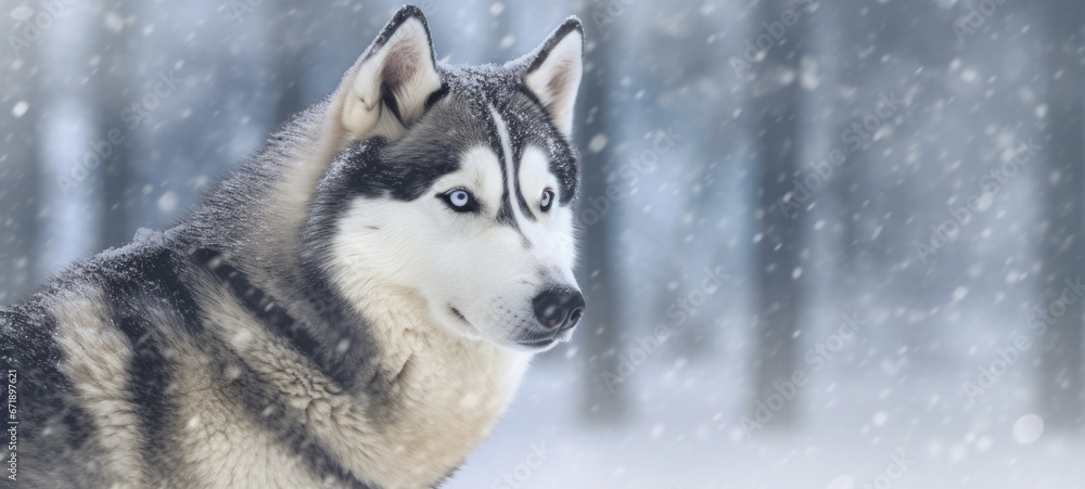 husky in snow husky in snow