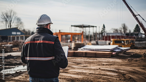 Engineer working on building site © Sasint