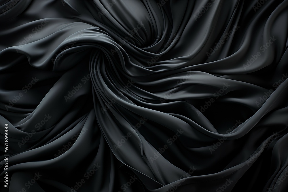 Luxurious Draped Dark Fabric with Intricate Folds and Shadows Luxurious Draped Dark Fabric with Intricate Folds and Shadows