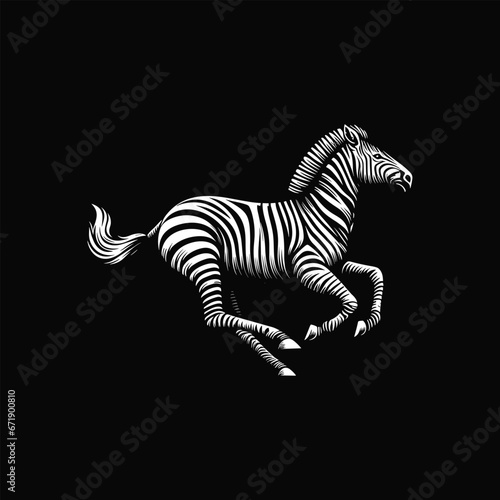Jogging Zebra Vector Art. Generative ai