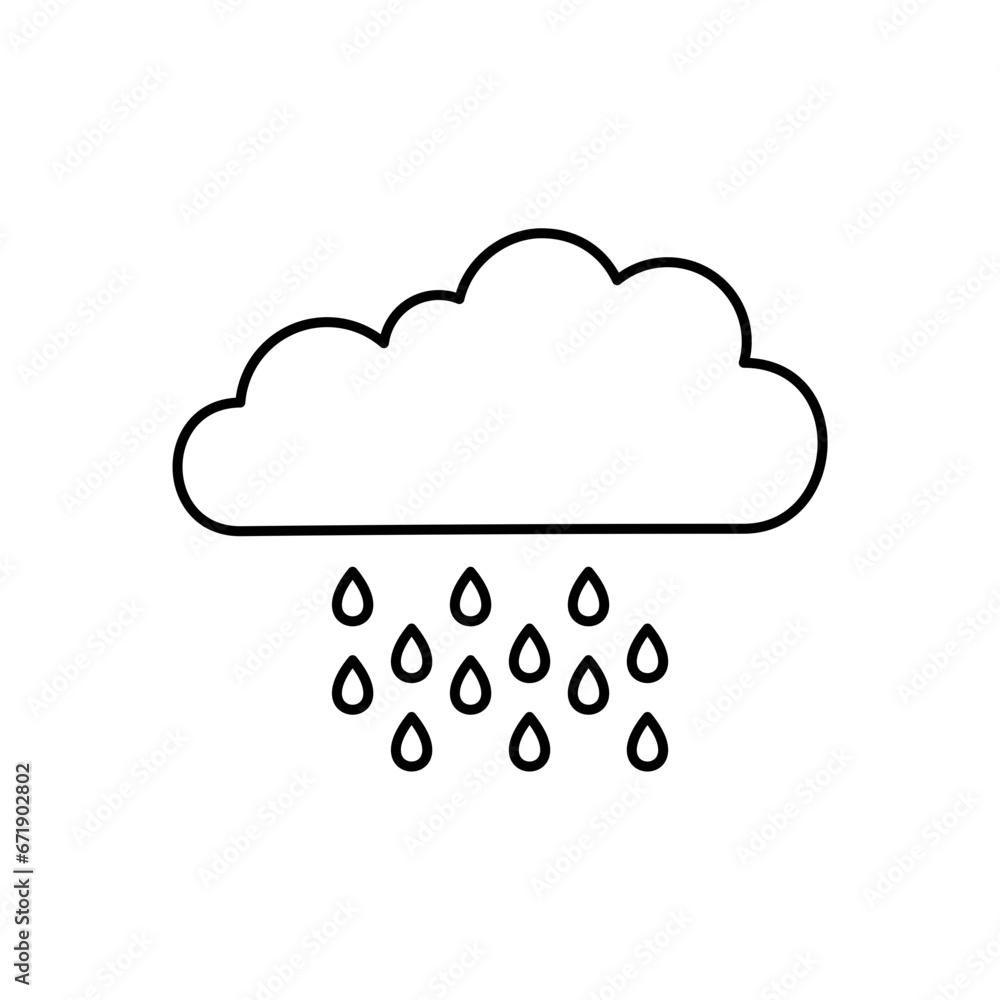 Cloud Rainly Line Vector Illustration Icon Cloud Rainly Line Vector Illustration Icon