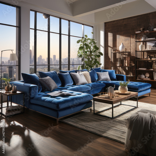 Bold cobalt corduroy a divan penthouse suite   © Sekai