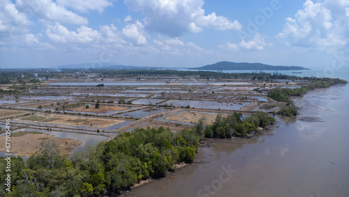 Wallpaper Mural Aerial view of the fish farming area with very large land located on the edge of the sea Torontodigital.ca