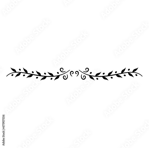 Black Floral Divider Vector Illustration 