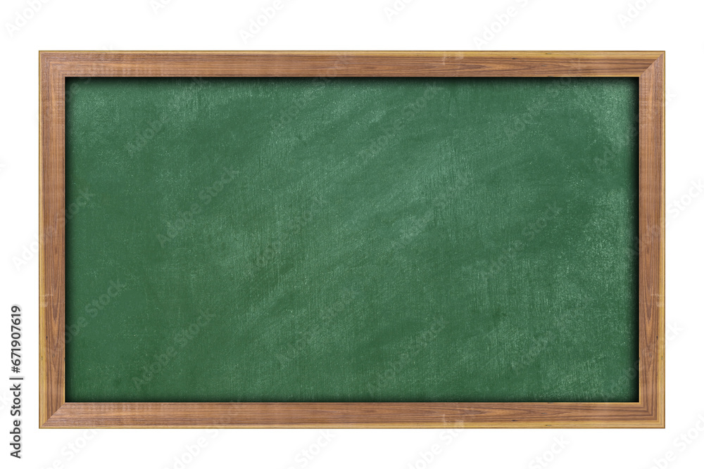 Empty green chalkboard with wooden frame isolated on transparent background. With copy space for text. Empty green chalkboard with wooden frame isolated on transparent background. With copy space for text.