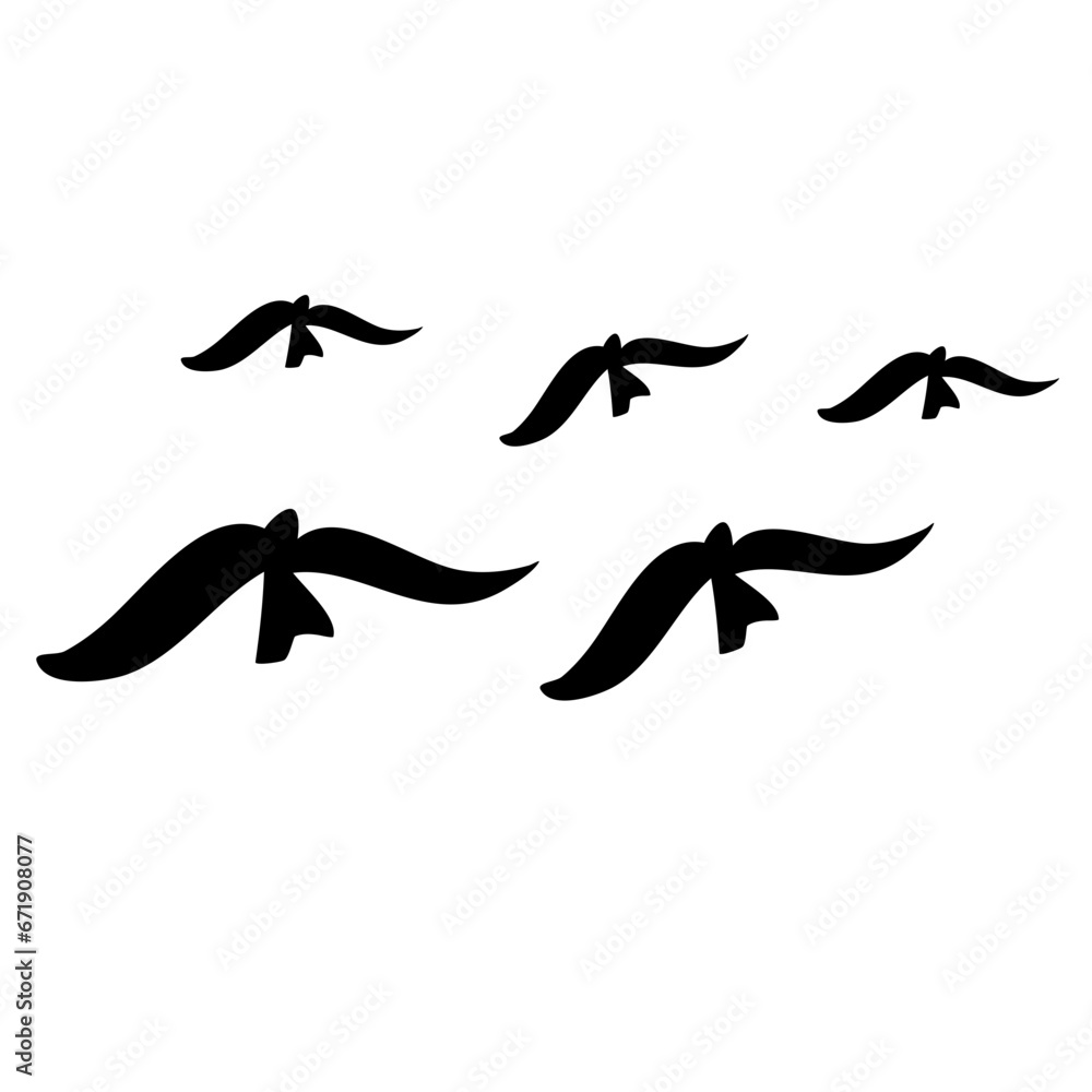 Obraz premium Flock of Bird Flying Vector Illustration 