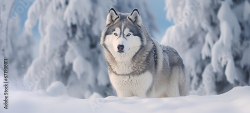 husky in snow,generative ai