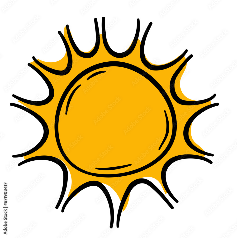 Sun Cartoon Handdrawn Icon Vector Illustration Sun Cartoon Handdrawn Icon Vector Illustration