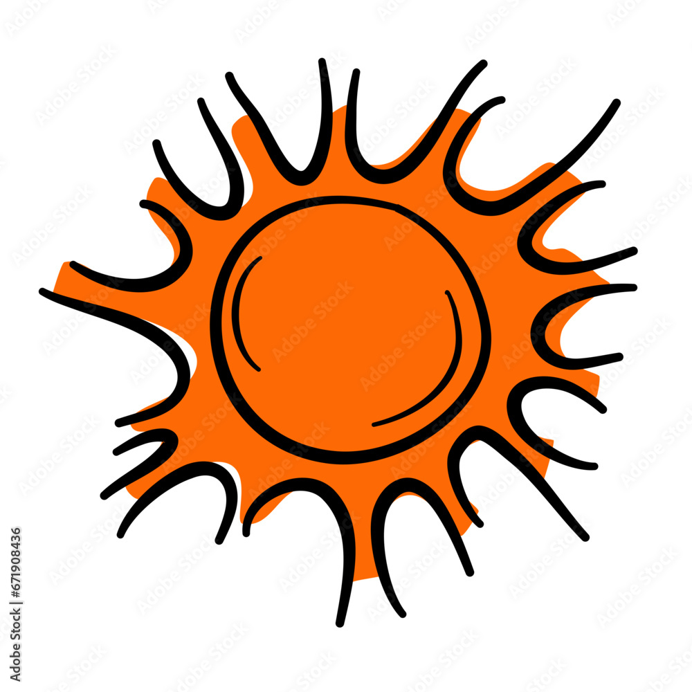 Sun Cartoon Handdrawn Icon Vector Illustration Sun Cartoon Handdrawn Icon Vector Illustration
