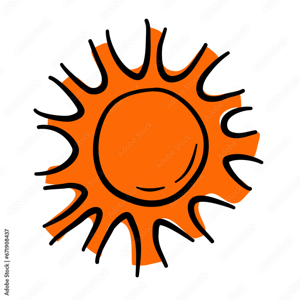Sun Cartoon Handdrawn Icon Vector Illustration Sun Cartoon Handdrawn Icon Vector Illustration
