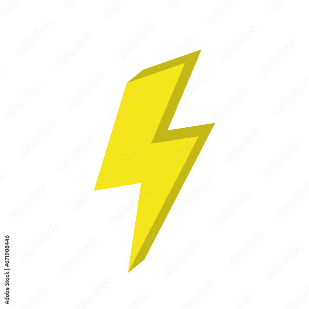 Lightning bolt icon vector in 3d style. Thunderbolt sign symbol Lightning bolt icon vector in 3d style. Thunderbolt sign symbol