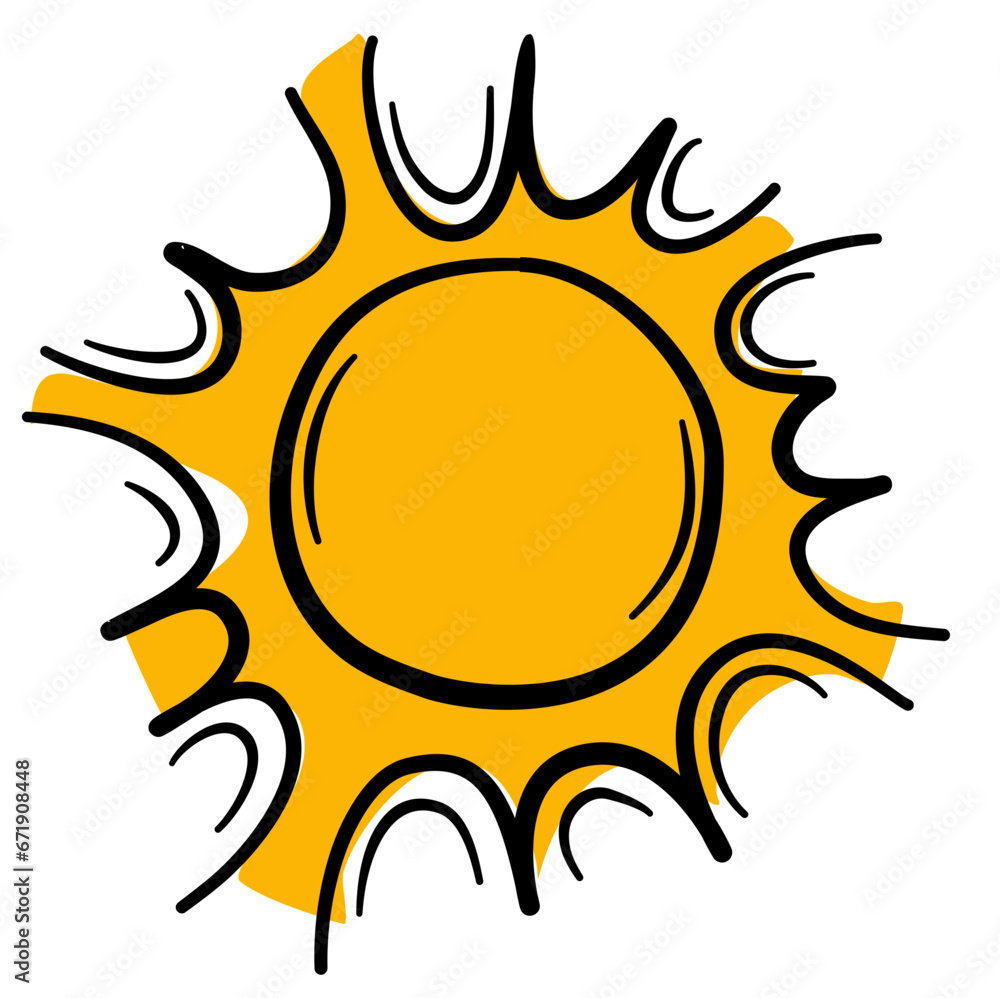 Sun Cartoon Handdrawn Icon Vector Illustration Sun Cartoon Handdrawn Icon Vector Illustration
