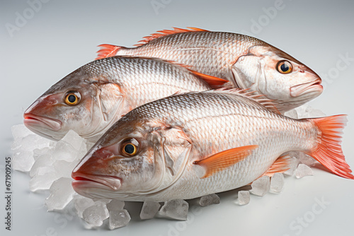 photo product of three fresh fish isolated transparent background generative ai