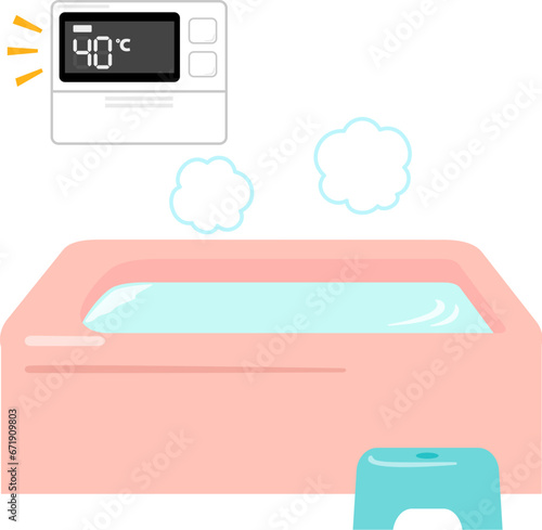 温度が40℃に設定された風呂