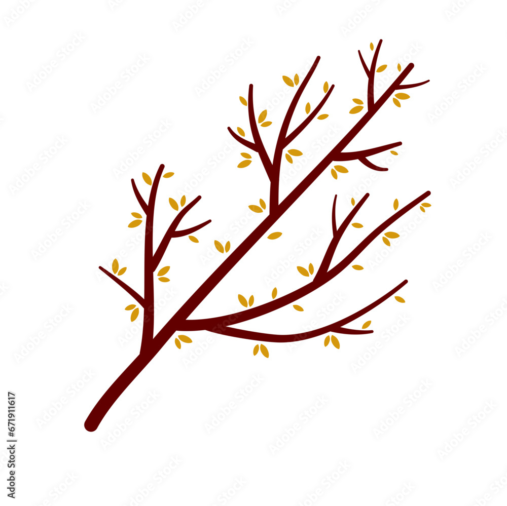 Fototapeta premium Trees Branches with Leaf Vector Design 