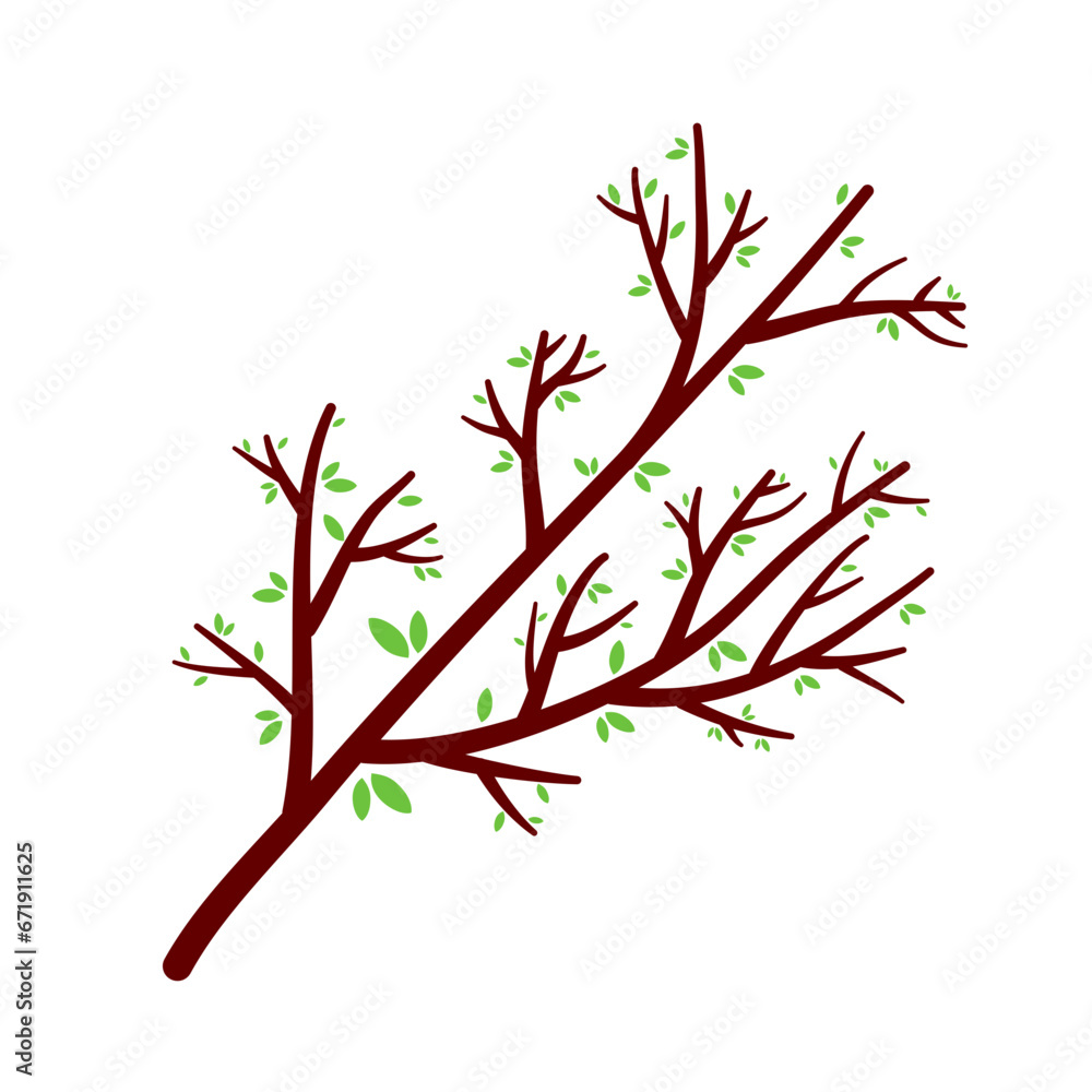 Fototapeta premium Trees Branches with Leaf Vector Design 