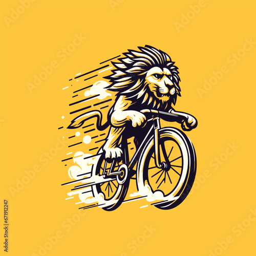Biking Lion Vector Art. Generative ai