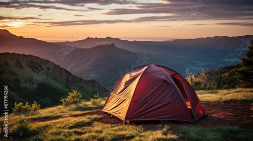 Our tent nestled at the mountain foot