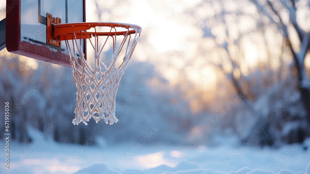 Basketball hoop awaits the thaw, game on hold