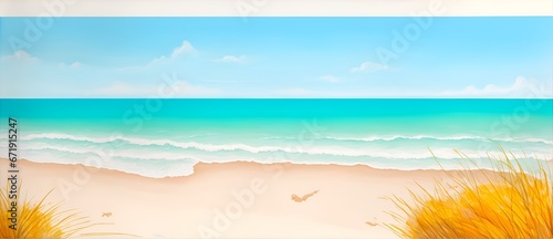 Beach landscape wall art painting with long brush strokes from Generative AI